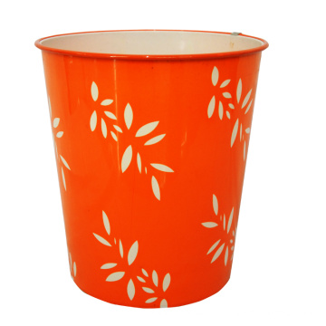 Plastic Leaf Design bedruckt Orange Open Top Dustbin (B06-821)